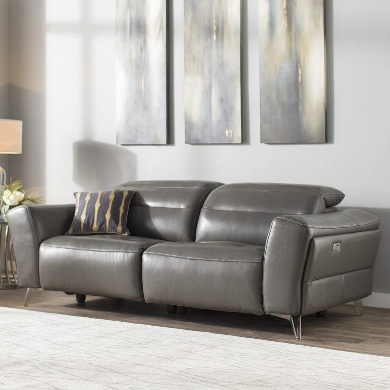 Orren Ellis Paille Leather Reclining Sofa Wayfair
